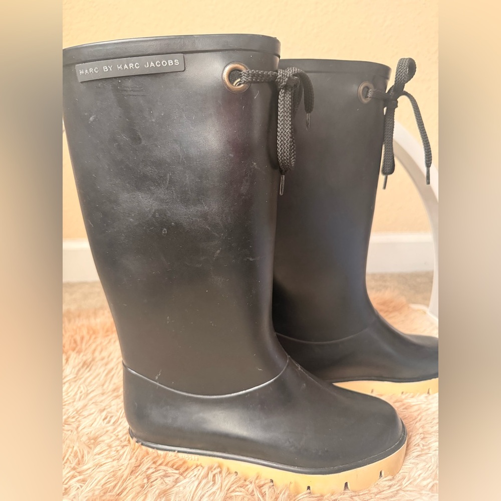 Marc By Marc Jacobs Black and Tan Women's Rain Boots